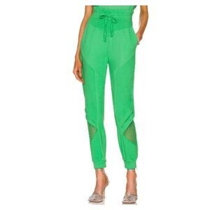 Noam Pants Womens XS Green Mesh Panel Joggers 100% Cotton Made in USA Athleisure